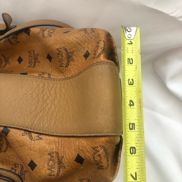 MCM Tan Leather Drawstring Bag with some Leather Wear - Picture 10 of 14